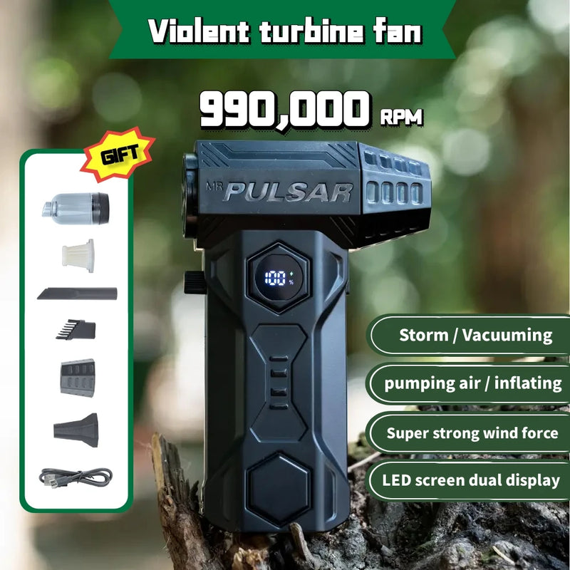 Soprador Turbo Jet 990000RPM com Função de Aspiração e Bateria 10000mAh