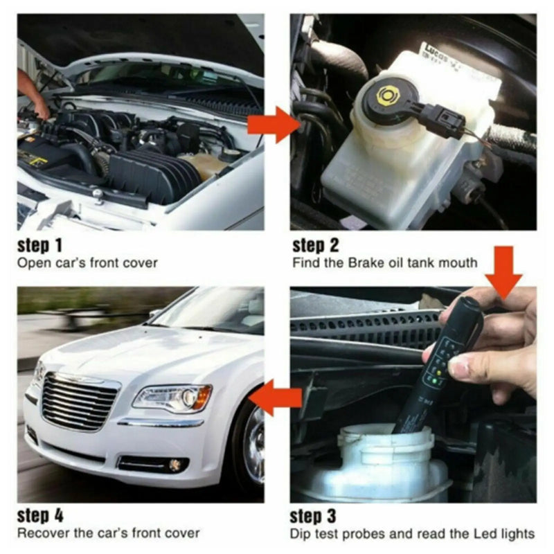 Testador Universal de Fluido de Freio com Indicador LED – Diagnóstico Rápido e Preciso da Qualidade do Óleo Automotivo