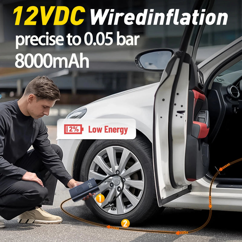 Bomba de Ar Digital Portátil com Dupla Alimentação – Ideal para Carros e Motos