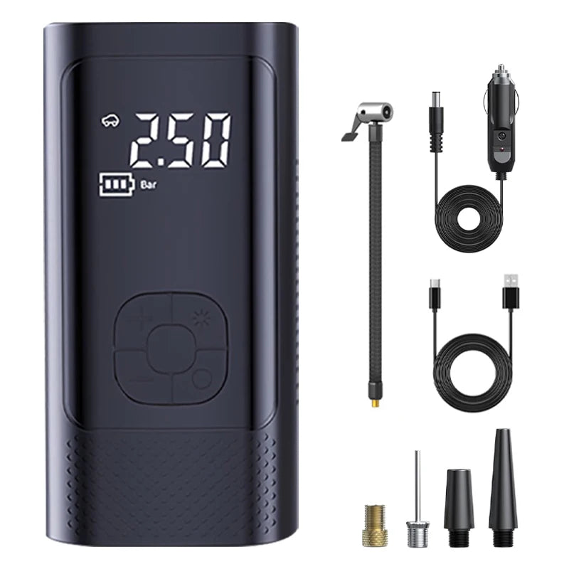 Bomba de Ar Digital Portátil com Dupla Alimentação – Ideal para Carros e Motos