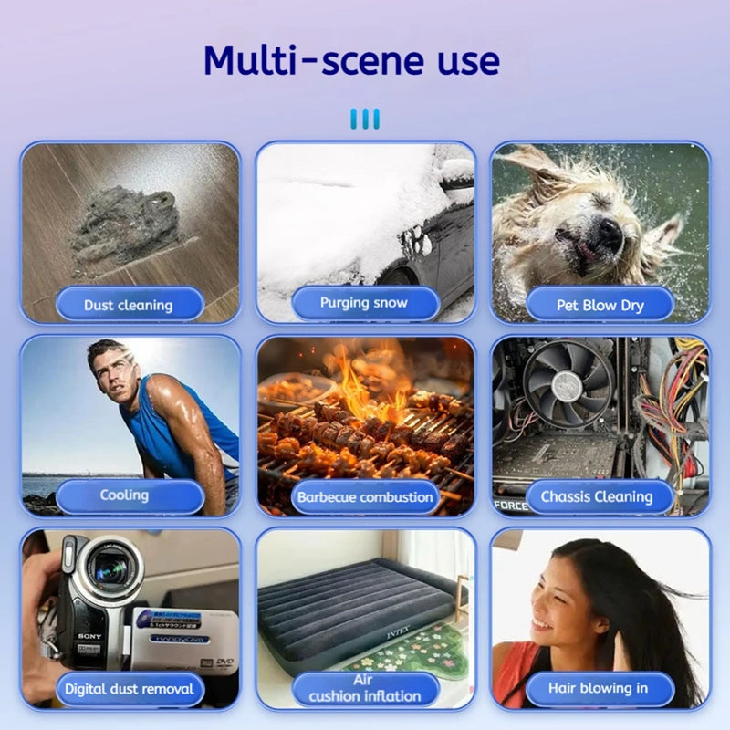 Soprador Turbo Jet 990000RPM com Função de Aspiração e Bateria 10000mAh