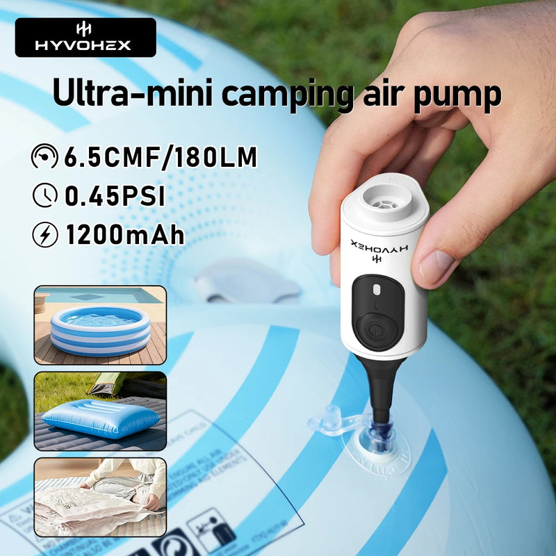 Mini Bomba de Ar Portátil 180L/Min – Inflação e Desinflação Rápida com 3 Bicos