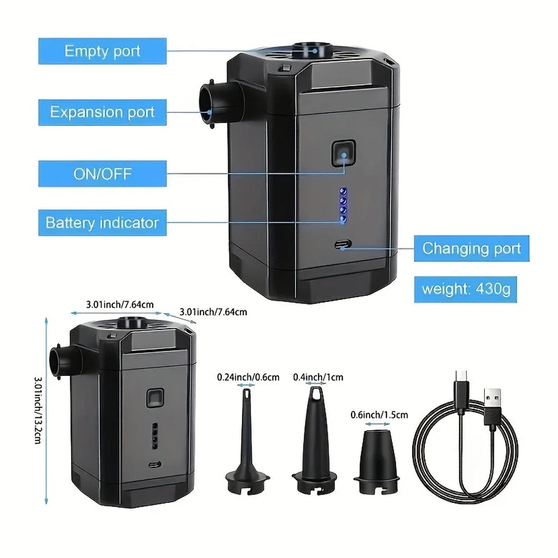 Bomba de Ar Portátil 5200mAh – Ideal para Colchões, Sofás Infláveis e Piscinas