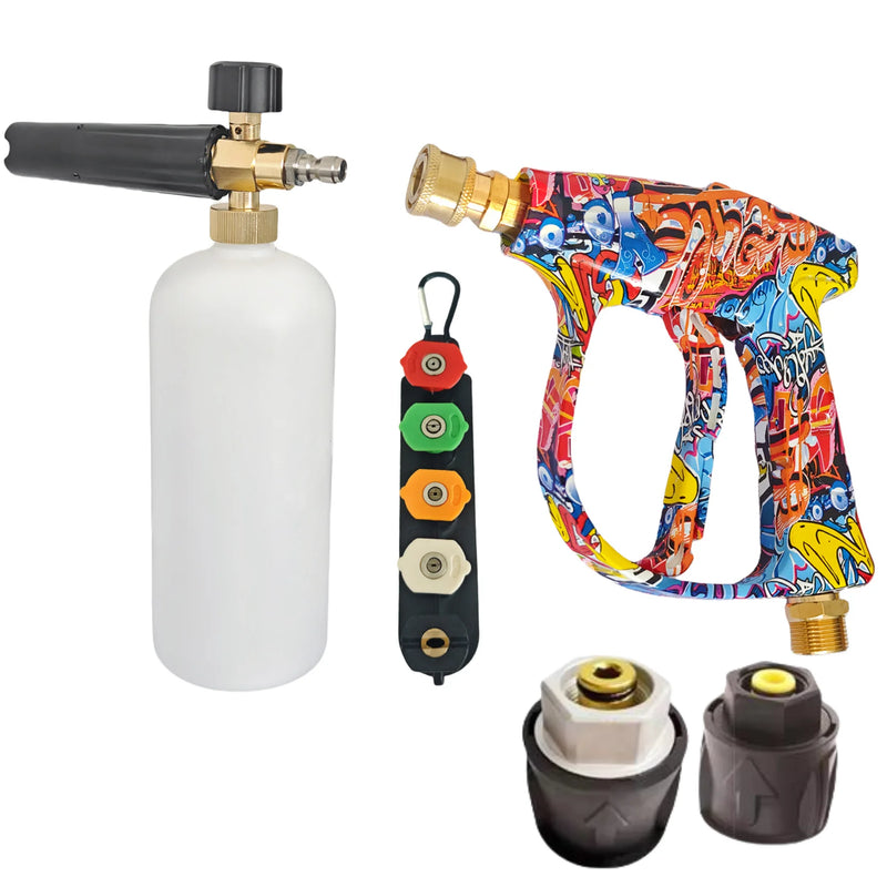 Pistola de Água de Alta Pressão 4350PSI com Design Graffiti e Kit de Espuma