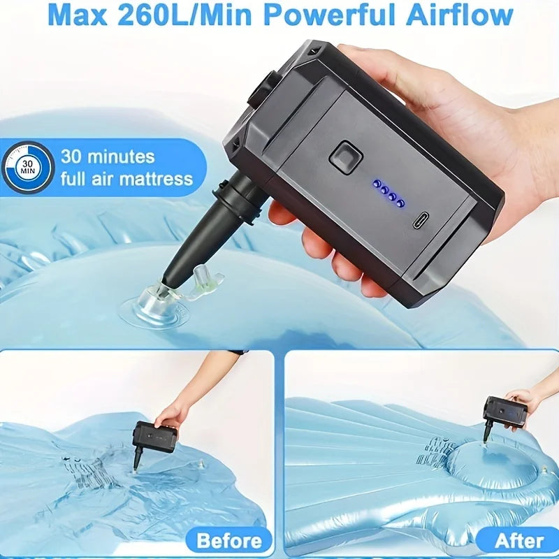 Bomba de Ar Portátil 5200mAh – Ideal para Colchões, Sofás Infláveis e Piscinas